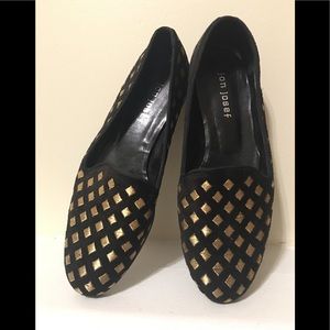 Jon Josef Black and Gold Women’s loafer flats